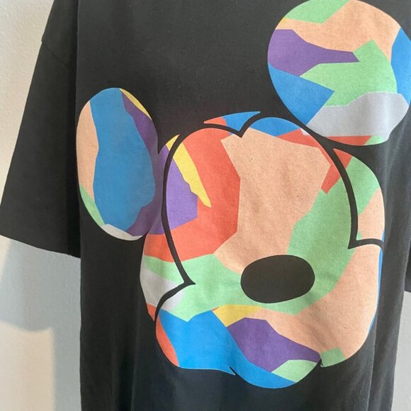NEFF DISNEY BLACK T-SHIRT COLORFUL MICKEY MOUSE HEAD SIZE XXL KAWAII EMO - Picture 10 of 16